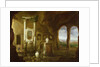 A monument to Augustus, in a grotto with figures, 17th century by Charles-Cornelisz de Hooch