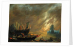 View of a Harbour at Sunset by Lieve Verschuier