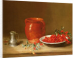Still life of cherries in a bowl by Antoine Vollon