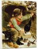 Young Boy with Birds in the Snow by English School