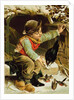 Young Boy with Birds in the Snow by English School