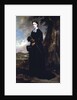 Young woman wearing a black riding habit and standing in a landscape by Francis Grant