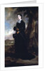 Young woman wearing a black riding habit and standing in a landscape by Francis Grant