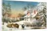 Bringing Home the Logs, Winter Landscape, 19th century by N. and Ives J.M. Currier
