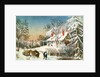 Bringing Home the Logs, Winter Landscape, 19th century by N. and Ives J.M. Currier