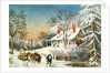 Bringing Home the Logs, Winter Landscape, 19th century by N. and Ives J.M. Currier