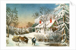 Bringing Home the Logs, Winter Landscape, 19th century by N. and Ives J.M. Currier