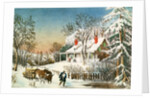 Bringing Home the Logs, Winter Landscape, 19th century by N. and Ives J.M. Currier