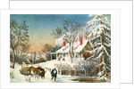 Bringing Home the Logs, Winter Landscape, 19th century by N. and Ives J.M. Currier