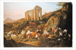 Farm animals in a Classical landscape, 1684 by Johann Heinrich Roos