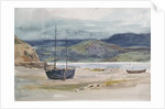 Hilly coast scene with boats, 19th century by John Absolon