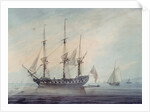 Seascape with a Frigate by Samuel Atkins