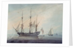 Seascape with a Frigate by Samuel Atkins