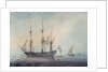 Seascape with a Frigate by Samuel Atkins