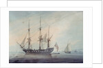 Seascape with a Frigate by Samuel Atkins