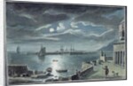 The Harbour and the Cobb, Lyme Regis, Dorset, by Moonlight by Copplestone Warre Bamfylde