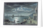 The Harbour and the Cobb, Lyme Regis, Dorset, by Moonlight by Copplestone Warre Bamfylde