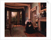 Victorian interior with seated lady by Charles Frederick Lowcock
