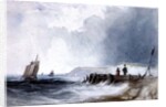 Coast Scene, with boats and wooden jetty by Charles (follower of) Bentley