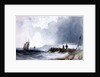 Coast Scene, with boats and wooden jetty by Charles (follower of) Bentley