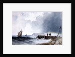Coast Scene, with boats and wooden jetty by Charles (follower of) Bentley
