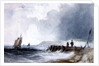 Coast Scene, with boats and wooden jetty by Charles (follower of) Bentley