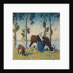 Woman with a Cow and Calf by Thomas Austen Brown