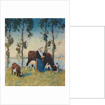 Woman with a Cow and Calf by Thomas Austen Brown