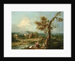 An Italianate River Landscape with Travellers by Francesco Zuccarelli