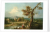 An Italianate River Landscape with Travellers by Francesco Zuccarelli