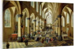 Figures gathered in a Church Interior, 17th century by Pieter the Younger Neeffs