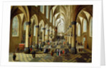 Figures gathered in a Church Interior, 17th century by Pieter the Younger Neeffs