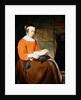 A young woman seated in an interior, reading a letter by Gabriel Metsu