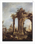 Capriccio with Roman Ruins, a Pyramid and Figures, 1760-70 by Francesco Guardi