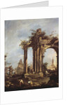 Capriccio with Roman Ruins, a Pyramid and Figures, 1760-70 by Francesco Guardi