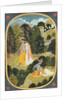Radha and Krishna walking in a grove, Kangra, Himachal Pradesh, 1820-25 by School Pahari
