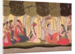 Radha and Krishna seated in a grove, Kulu, 1790-1800 by School Pahari