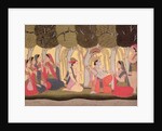 Radha and Krishna seated in a grove, Kulu, 1790-1800 by School Pahari
