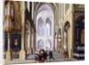 Elegant Figures in a Gothic Church by Dirck van Deelen
