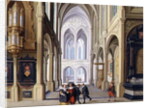 Elegant Figures in a Gothic Church by Dirck van Deelen
