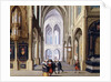 Elegant Figures in a Gothic Church by Dirck van Deelen