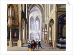 Elegant Figures in a Gothic Church by Dirck van Deelen