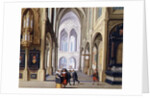 Elegant Figures in a Gothic Church by Dirck van Deelen