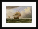 An English Ship Close-hauled in a Strong Breeze by Willem van de the Younger Velde
