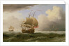 An English Ship Close-hauled in a Strong Breeze by Willem van de the Younger Velde