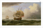 An English Ship Close-hauled in a Strong Breeze by Willem van de the Younger Velde
