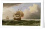 An English Ship Close-hauled in a Strong Breeze by Willem van de the Younger Velde
