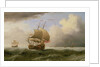 An English Ship Close-hauled in a Strong Breeze by Willem van de the Younger Velde