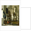 Interior of the Oude Kerk, Delft, with a preacher by A. & Streeck H. van Storck