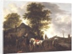 A landscape with a cottage and horsemen by Pieter Wouwermans or Wouwerman